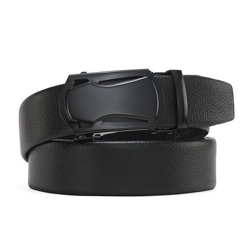 Men's Belt Leather Automatic Buckle Belts-Black