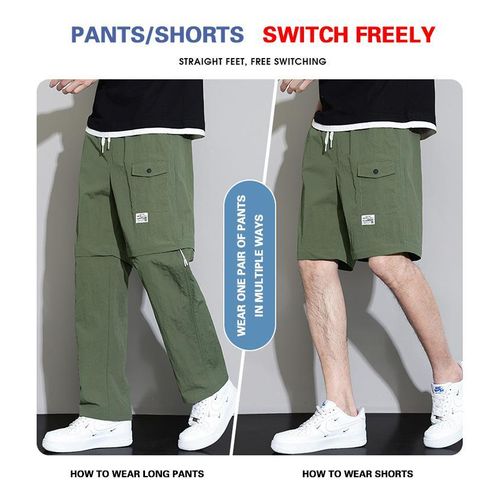 2-in-1 Men's Casual Pants (Casual Pants/Casual Shorts), Removable Men's Overalls