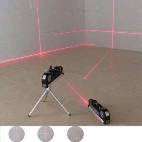 Laser level instrument line tool multi-functional laser level kit standard crosshair laser ruler 8 feet measuring tape with metal tripod stand