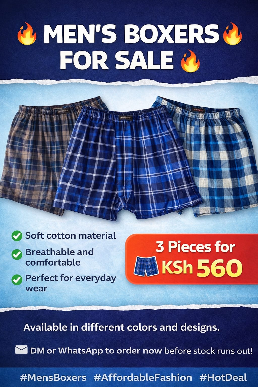 3 PIECES OF MEN BOXERS