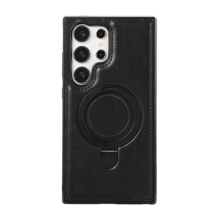 S24 ultra Luxury Leather with Metal Ring Kickstand Case for S25 ultra,S24 ultra, S23 ultra,S22 ultra,S21 ultra,16 pro max,15 pro max ,14 pro max,13 pro max ,12 pro max PC Material Magnetic Mobile