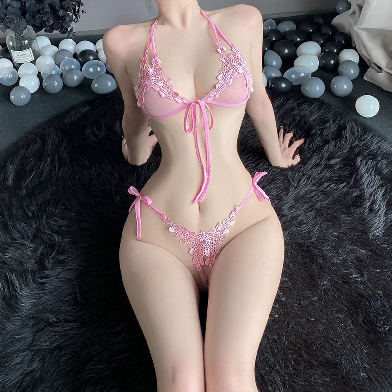 85% Discount DROP SALE!!Sexy Women Lace Baby Dolls Set Lace Bra Underwear Panties T Thong Sexy Fishnet Stocking Lingerie Nightclub Sleep Dress Best Gift for Women CHEAP Women Lingerie Dresses M02