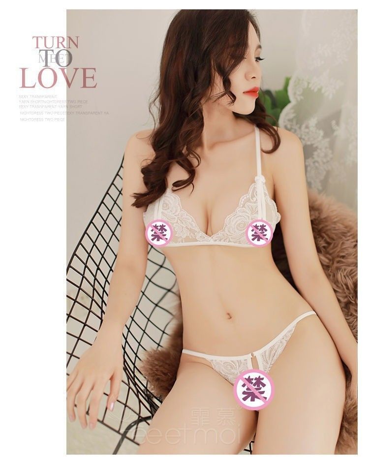 Valentines Gift Women Sexy G-String Bra Sets Brief Breathable Lace Crotch Opening Thong Lady Sexy Panties G-String Underwear Thong Lingerie M05