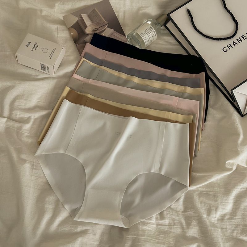 FAST SHIP 5PCS Women's Cheap Soft Underwear Thongs Panties Seamless Yoga Sport Underwear Ice Silk Assorted Breathable Briefs Fitness Mid-Waist Invisible Triangle Underwear for Women 50-75kgs FBK M27