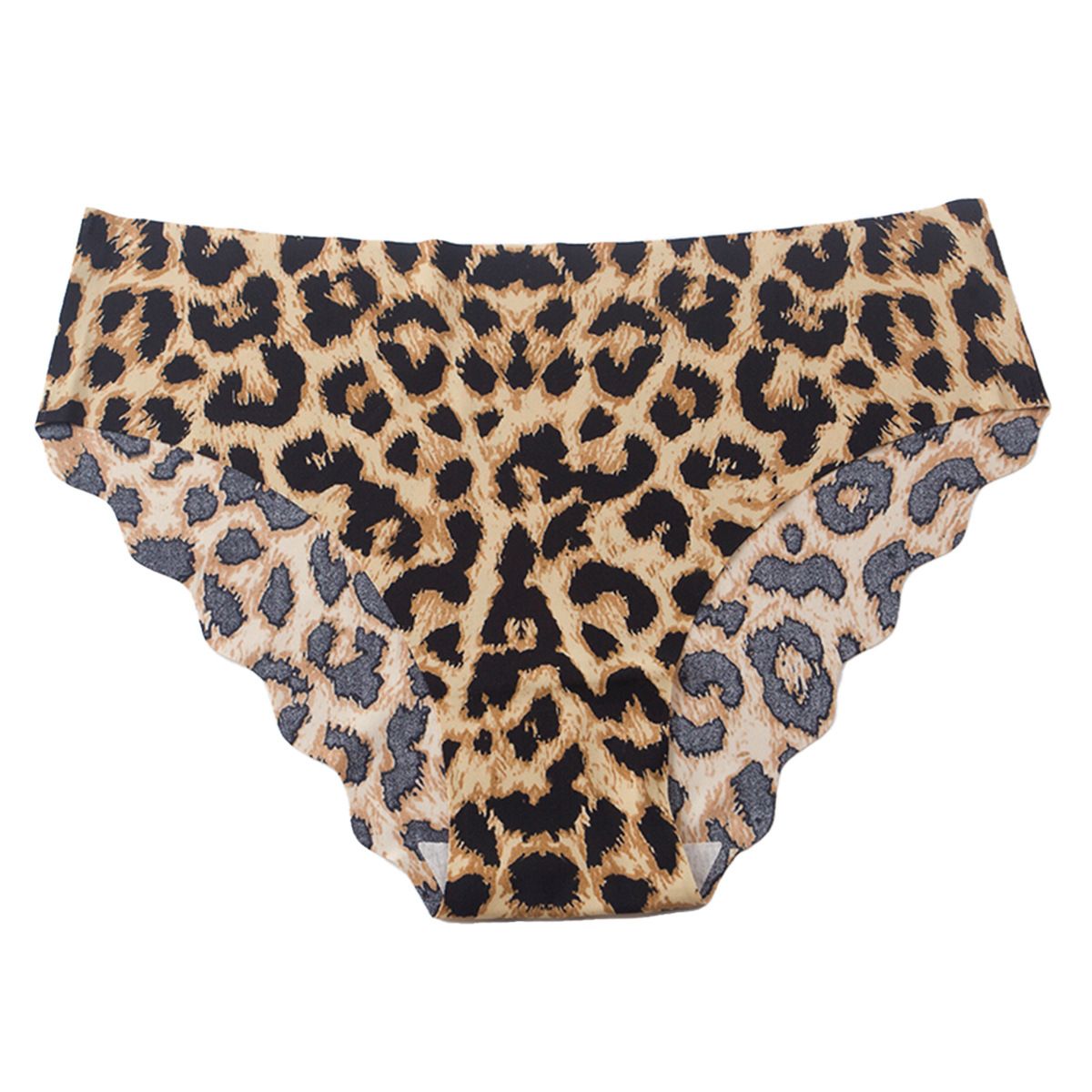 Plus Size 50-90kgs Fashion Women's Leopard Seamless Underwear Thongs Panties Assorted Lace Splice Women's G-string Invisible briefs Underwear Clothing Ladies Super Soft Low Waist Ice Silk Panties M30