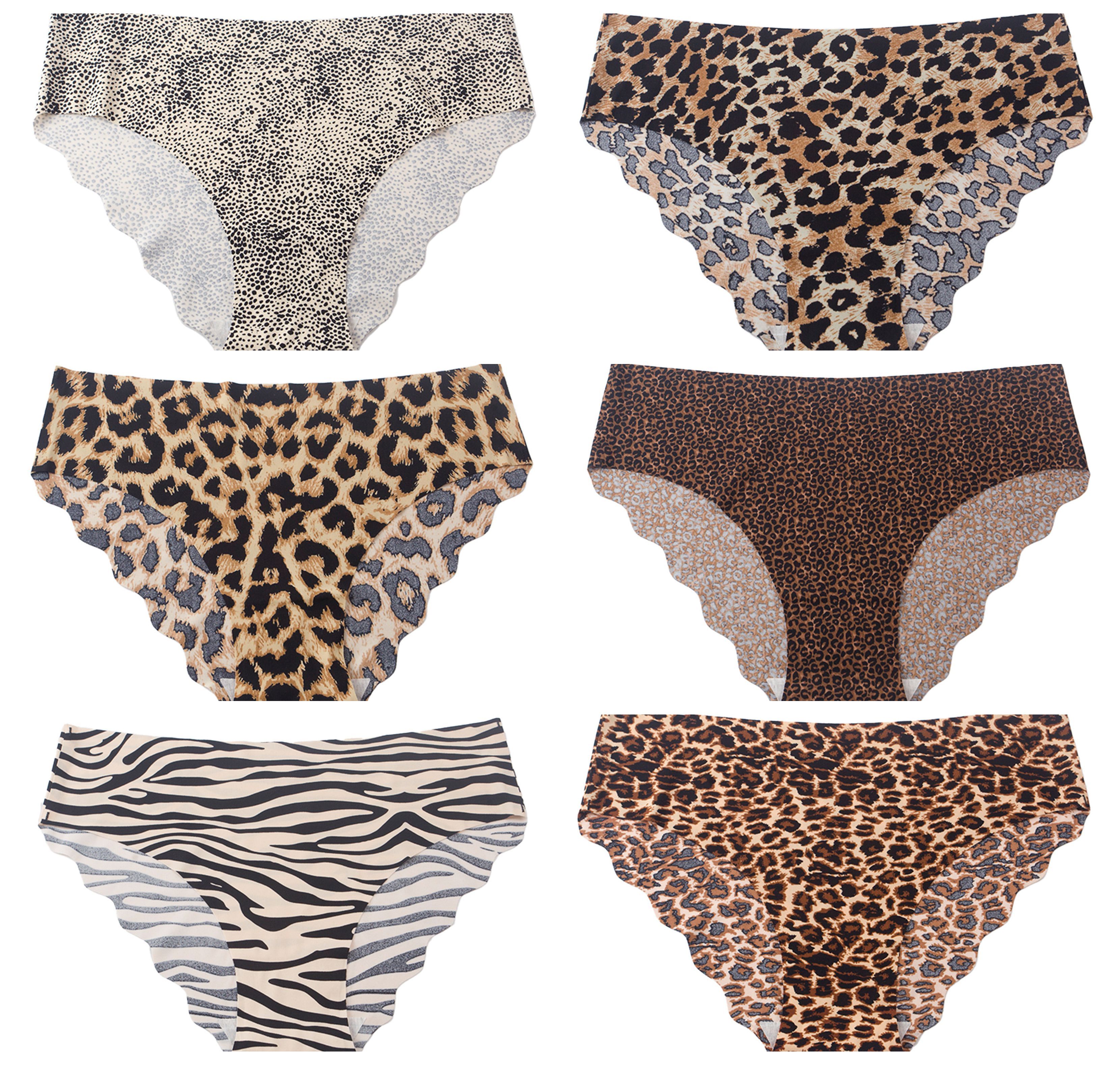 Plus Size 50-90kgs Fashion Women's Leopard Seamless Underwear Thongs Panties Assorted Lace Splice Women's G-string Invisible briefs Underwear Clothing Ladies Super Soft Low Waist Ice Silk Panties M30
