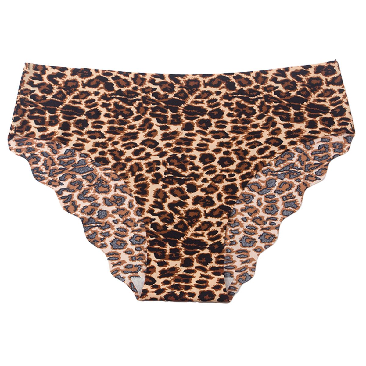 Plus Size 50-90kgs Fashion Women's Leopard Seamless Underwear Thongs Panties Assorted Lace Splice Women's G-string Invisible briefs Underwear Clothing Ladies Super Soft Low Waist Ice Silk Panties M30