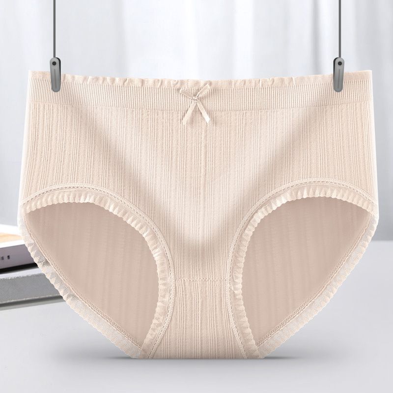 Cheapest Japanese Style Seamless Panties Women Mid-waist Lace Edge Briefs Pure Cotton One -piece Antibacterial Underwear Girl's Briefs Made in China M38