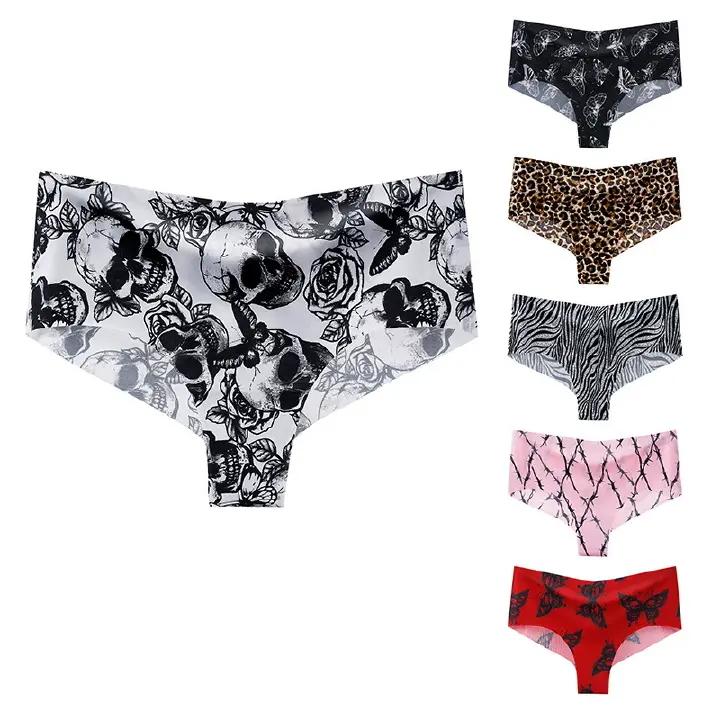 New Arrival Women's Soft Floral Underwear Thongs Panties Seamless Yoga Sport Underwear Ice Silk Assorted Breathable Briefs Fitness Mid-Waist Invisible Triangle Underwear for Women Bikini M42