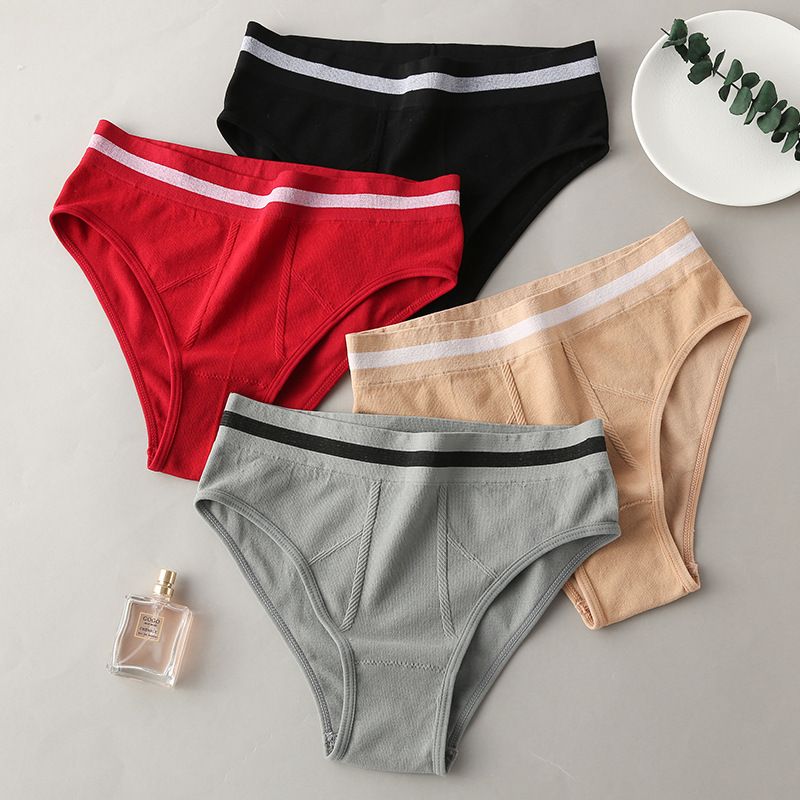 Good Quality Women's Soft Cotton Underwear Thongs Panties Seamless Yoga Sport Underwear Assorted Breathable Cotton Briefs Fitness High Waist Invisible Triangle Underwear for Women Bikini M44