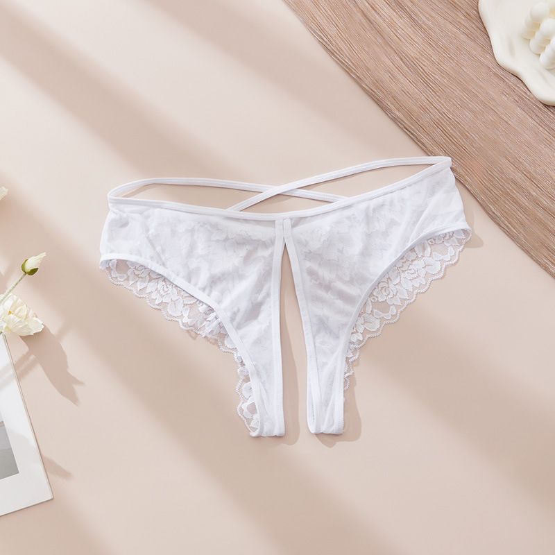 Plus Size XL-4XL Sexy Ladies Lingerie Cheeky Underwear Lace G-String Thongs T-Back Underpant Womens Lace Boyshorts Crotchless Sexy Panties Crisscross Strappy Hollow Back Underwear Hipster Briefs M46