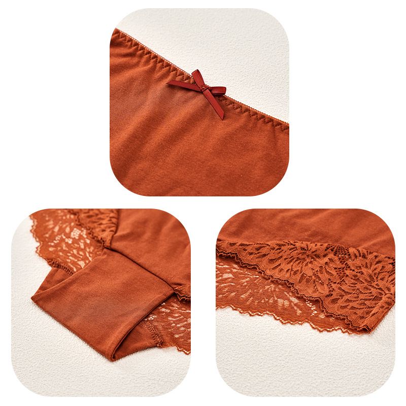 95% Cotton Material Women Underwear Plus Size XL-4XL Women Lace Underwear Ladies Lingerie Briefs Sexy Women's Underwear Lace Shorts V Waist Breathable Cheeky Panties Boyshorts M49