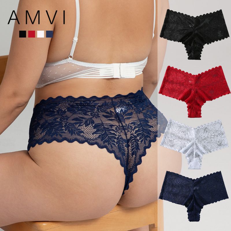 New Arrival Cotton Lace Women Underwear Plus Size XL-4XL Women Lace Underwear Ladies Lingerie Briefs Sexy Women's Underwear Lace Shorts V Waist Breathable Cheeky Panties Boyshorts M52