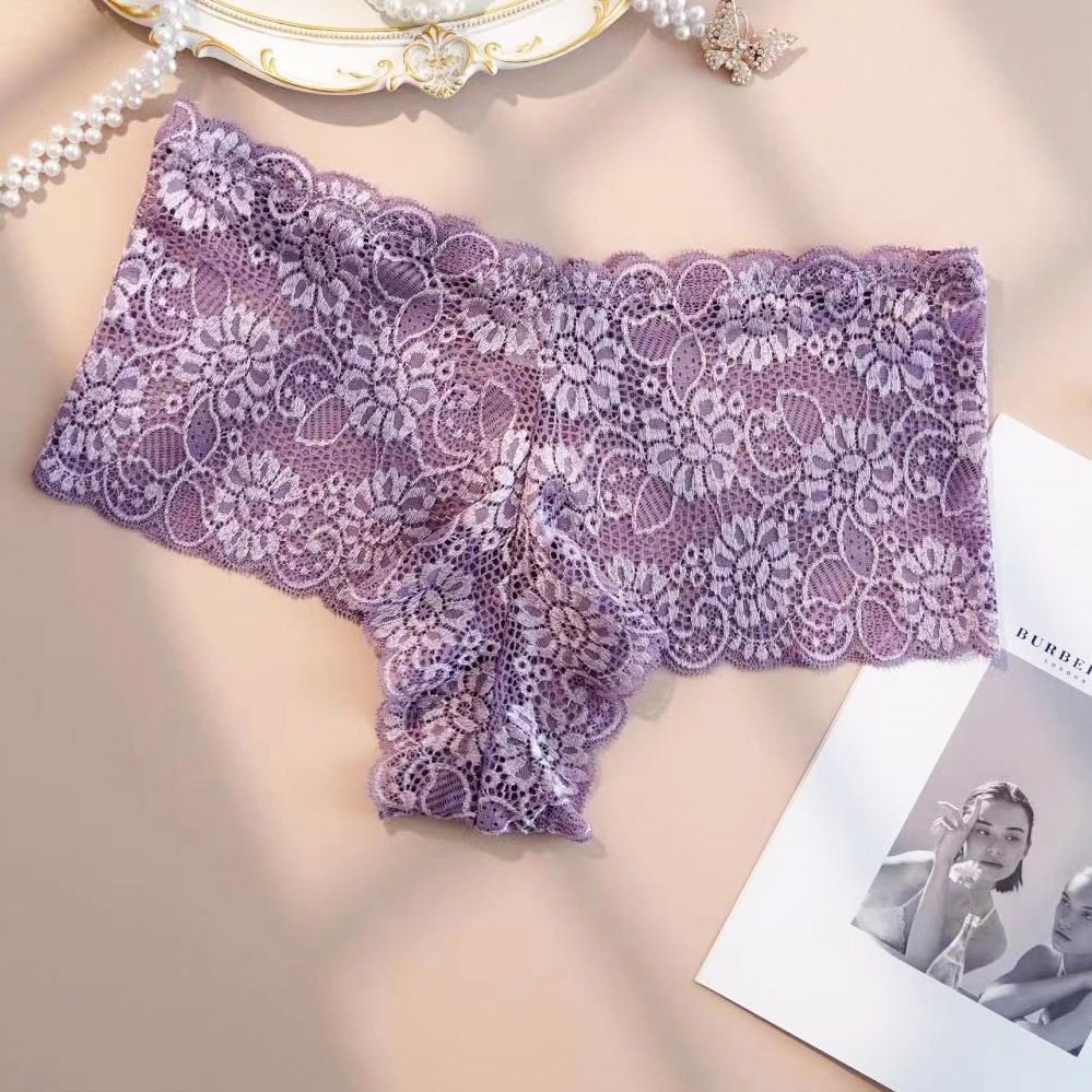 Fashion Cotton Lace Women Underwear Plus Size L-4XL Women Lace Underwear Ladies Lingerie Briefs Sexy Women's Underwear Lace Shorts V Waist Breathable Cheeky Panties Boyshorts M53