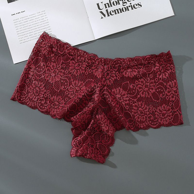 Fashion Cotton Lace Women Underwear Plus Size L-4XL Women Lace Underwear Ladies Lingerie Briefs Sexy Women's Underwear Lace Shorts V Waist Breathable Cheeky Panties Boyshorts M53