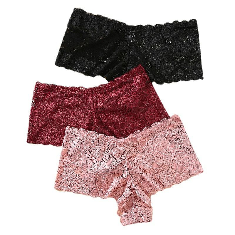 Fashion Cotton Lace Women Underwear Plus Size L-4XL Women Lace Underwear Ladies Lingerie Briefs Sexy Women's Underwear Lace Shorts V Waist Breathable Cheeky Panties Boyshorts M53
