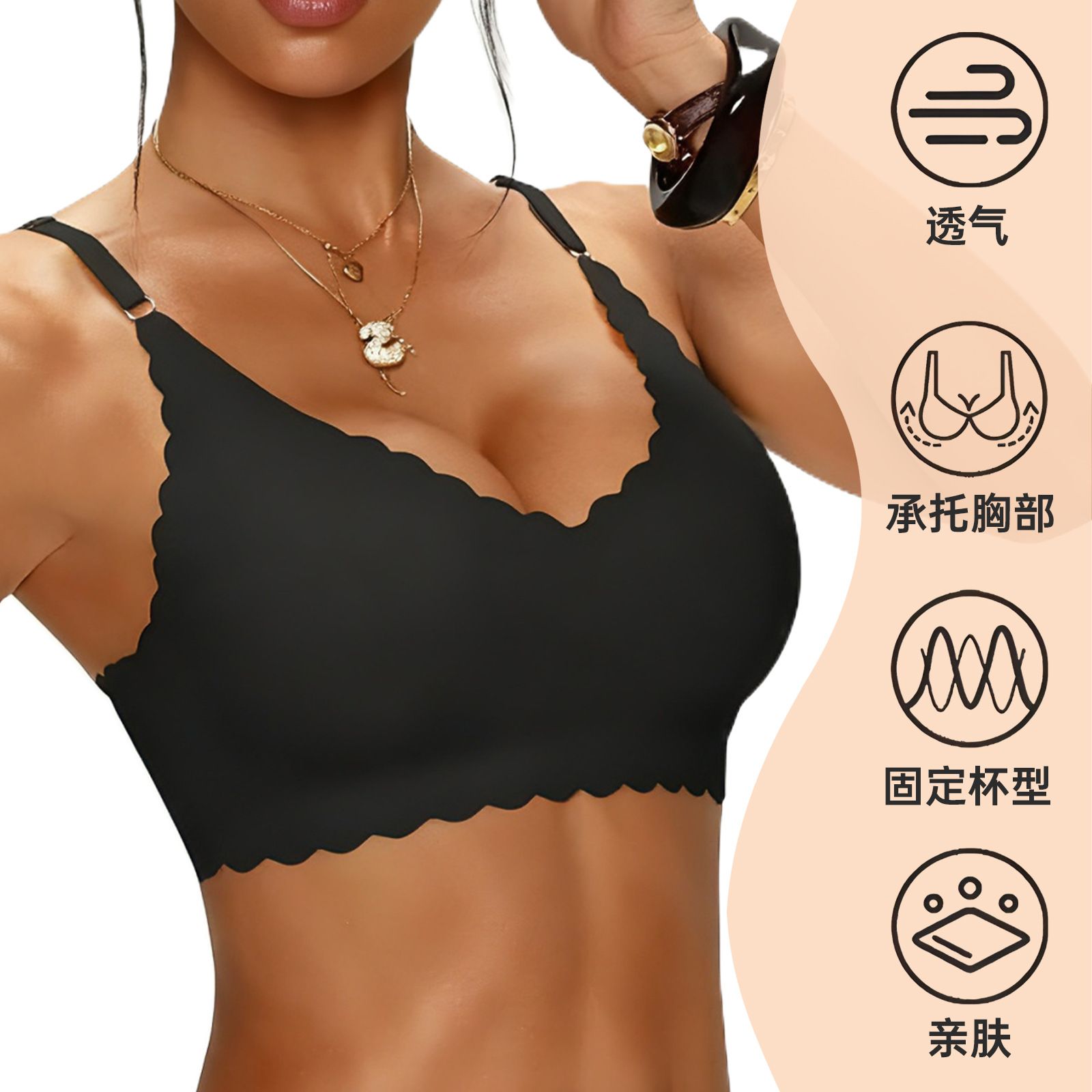 Top Fashion S-2XL Women Comfortable Sports Bra Women Wireless Yoga Bras Suspenders Hot Girls Inside Dance Bras Sexy Outer Wear Bottom Slim Ladies Lingerie Bras Breathable  M100