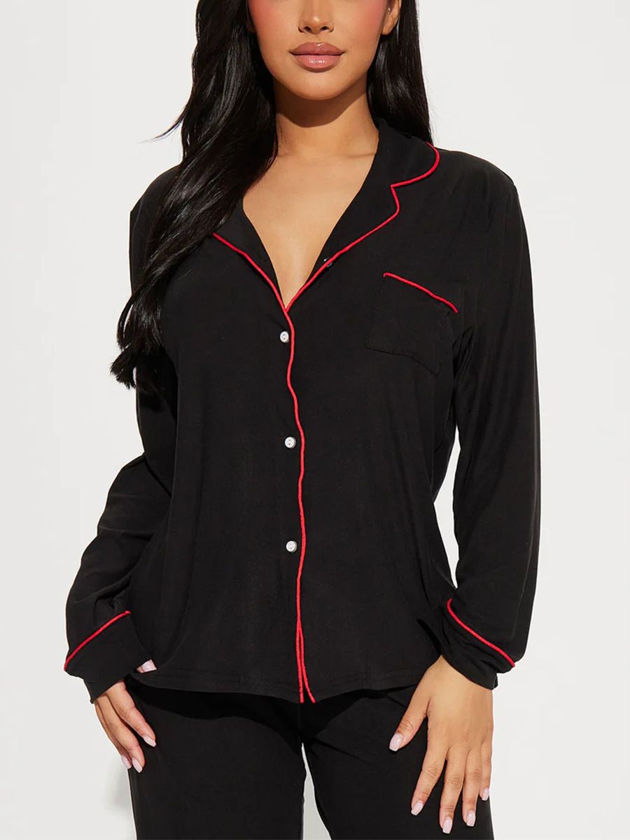 Good Quality Plus Size Women Pink Pajama Set 2 Piece Lounge Set Short Sleeve Tops Ladies Black Long Loose Pants Soft Sleepwear KISS Print Homewear Outdoor Wear Best Gifts for Women M120