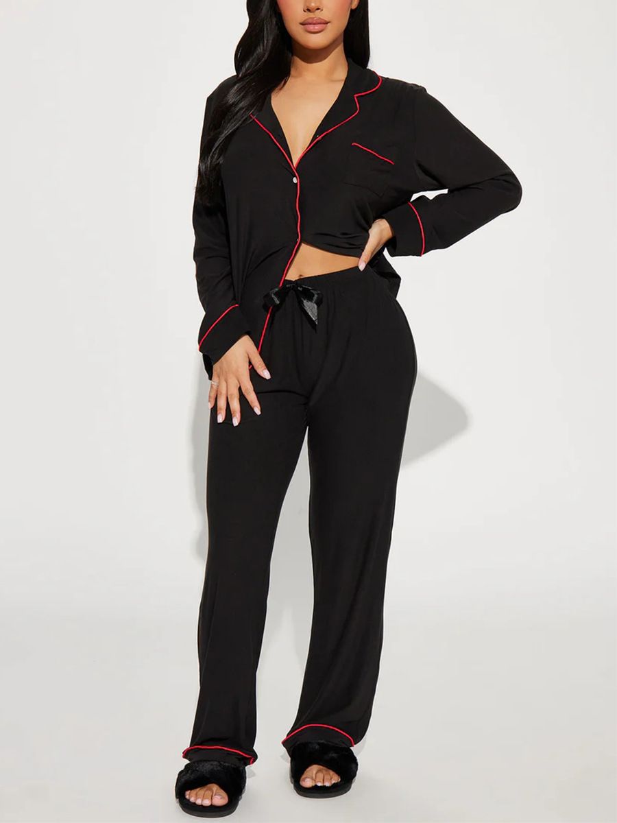 Good Quality Plus Size Women Pink Pajama Set 2 Piece Lounge Set Short Sleeve Tops Ladies Black Long Loose Pants Soft Sleepwear KISS Print Homewear Outdoor Wear Best Gifts for Women M120