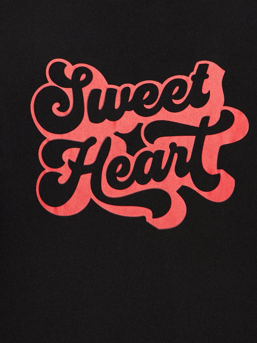 Good Quality Plus Size Women Pink Pajama Set 2 Piece Lounge Set Short Sleeve Tops Ladies Black Long Loose Pants Soft Sleepwear KISS Print Homewear Outdoor Wear Best Gifts for Women M120