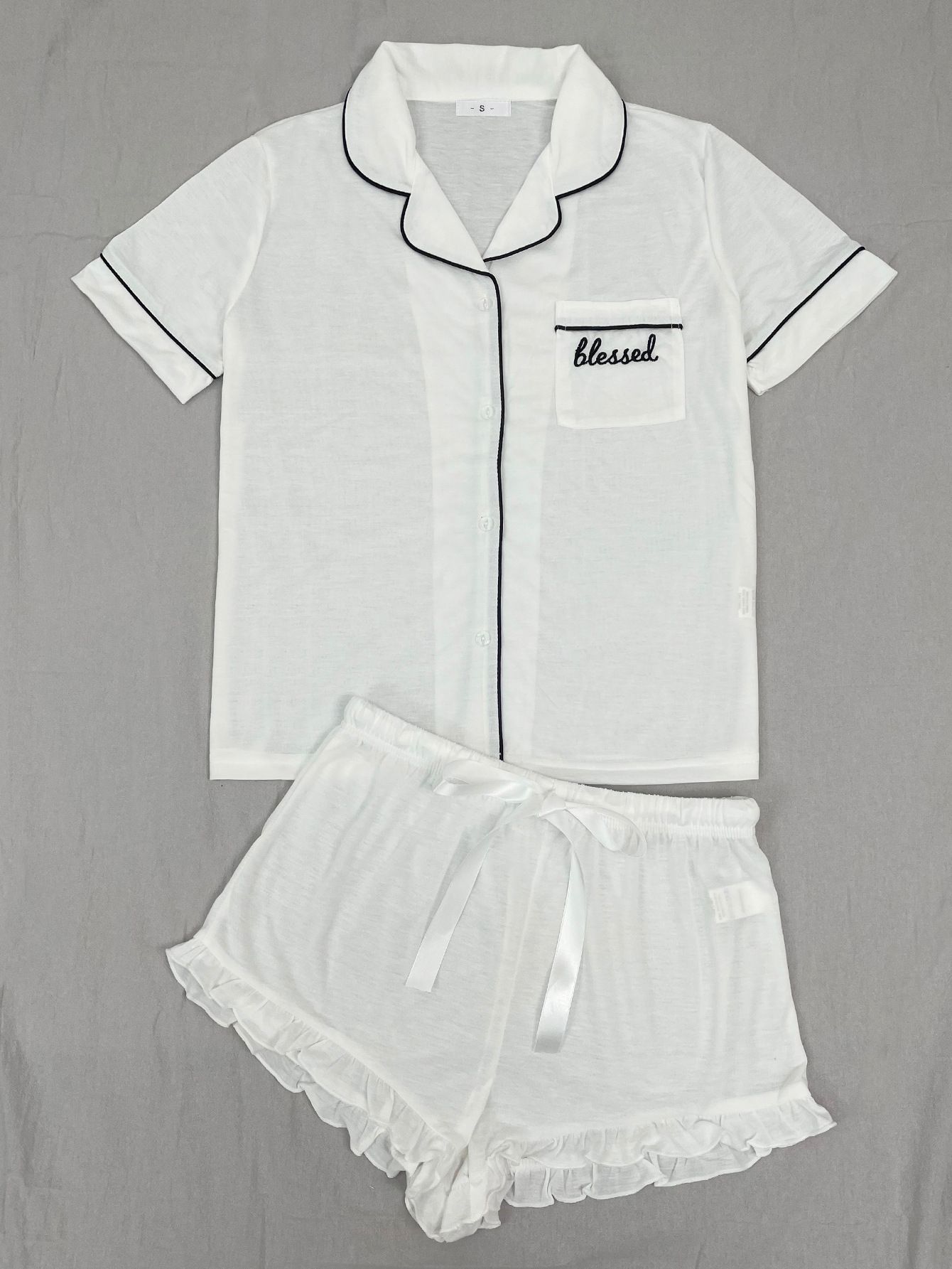 Good Quality Women Summer Pink Pajama Set 2 Piece Lounge Set Short Sleeve Tops Ladies Blue Short shorts Soft Sleepwear Plus Size Comfortable Homewear Outdoor Sports Wear Best Gifts for Women M121