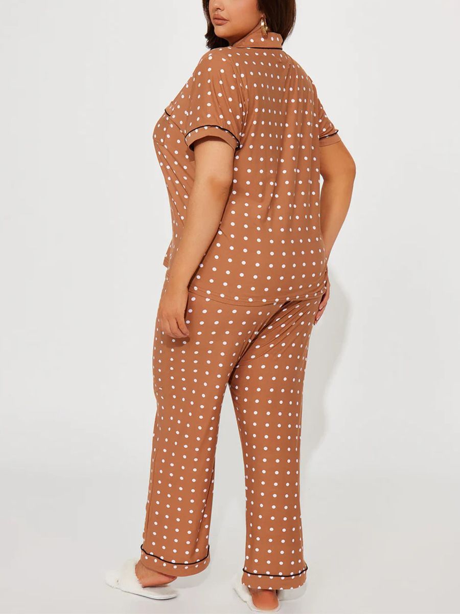 Good Quality Plus Size Women Pink Pajama Set 2 Piece Lounge Set Short Sleeve Tops Ladies Black Long Loose Pants Soft Sleepwear Dots Heart Leopard Print Homewear Outdoor Wear Best Gifts for Women M122