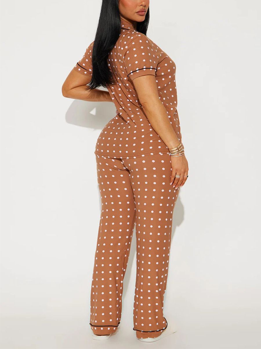 Good Quality Plus Size Women Pink Pajama Set 2 Piece Lounge Set Short Sleeve Tops Ladies Black Long Loose Pants Soft Sleepwear Dots Heart Leopard Print Homewear Outdoor Wear Best Gifts for Women M122