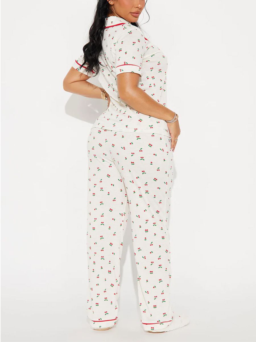 Good Quality Plus Size Women Pink Pajama Set 2 Piece Lounge Set Short Sleeve Tops Ladies Black Long Loose Pants Soft Sleepwear Dots Heart Leopard Print Homewear Outdoor Wear Best Gifts for Women M122