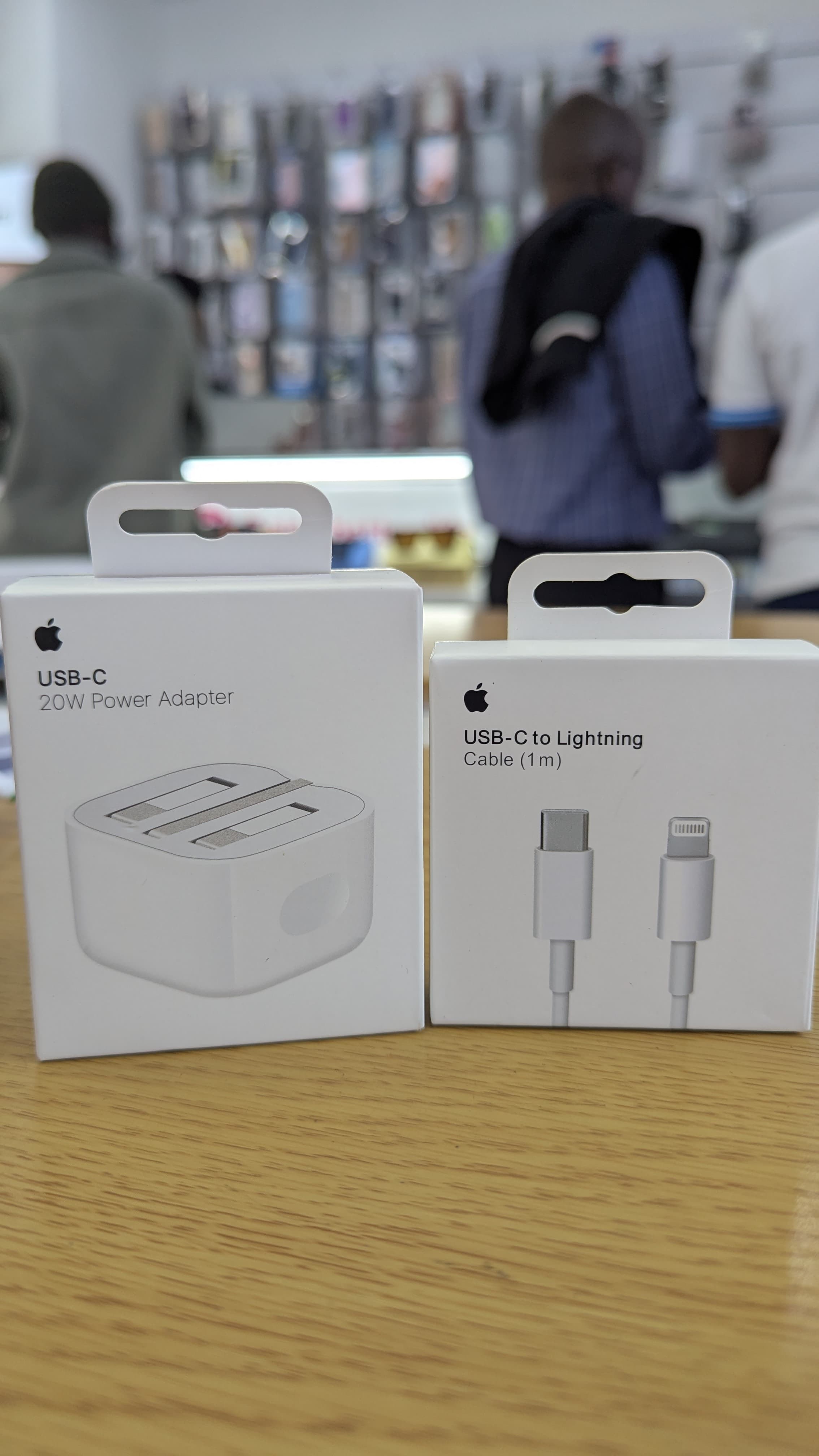 iPhone Charger 20W Power Adapter (folding pins). 1Metre Type-C to Lightning Cable. ORIGINAL Fast, compact wall accessory with foldaway prongs, plus durable sync lead for quick, safe daily charging.