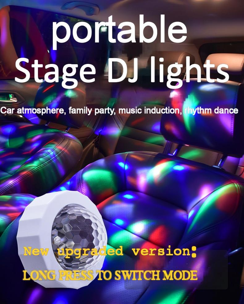 Car Atmosphere Light USB Colorful Voice Controlled LED Interior Decoration Light Car DJ Music Rhythm Atmosphere Light Magic Ball