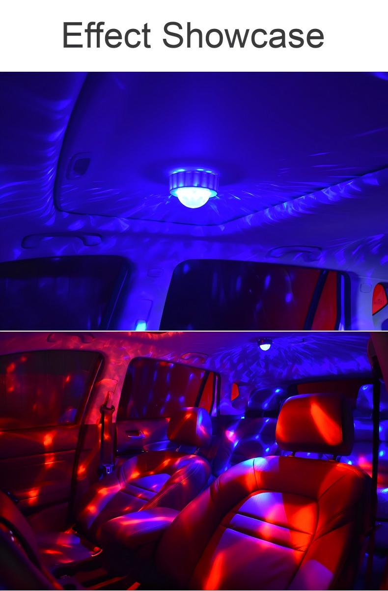 Car Atmosphere Light USB Colorful Voice Controlled LED Interior Decoration Light Car DJ Music Rhythm Atmosphere Light Magic Ball