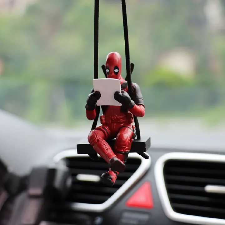 Cartoon Deadpool car rearview mirror car pendant, reading, little sly car supplies, car pendant, interior decoration