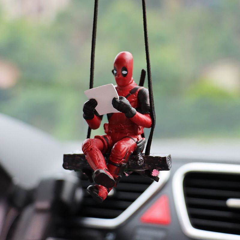 Cartoon Deadpool car rearview mirror car pendant, reading, little sly car supplies, car pendant, interior decoration
