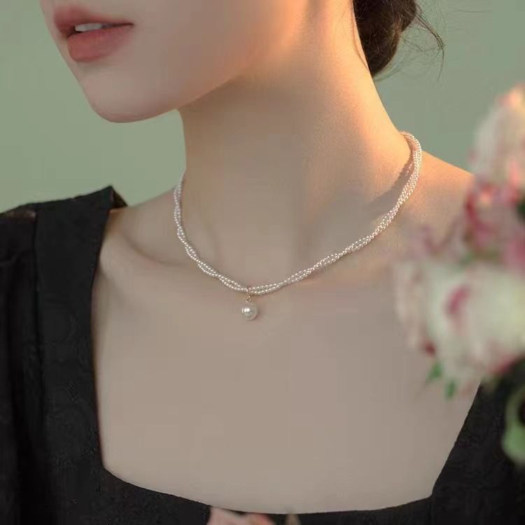 Shi Jia's ultra-fine pearl necklace for women, 2026 new style, double-layer overlapping clavicle chain, light luxury, elegant and high-end necklace Ladies Jewelry