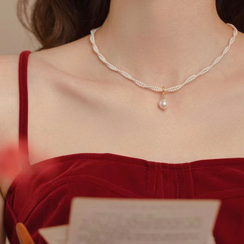 Shi Jia's ultra-fine pearl necklace for women, 2026 new style, double-layer overlapping clavicle chain, light luxury, elegant and high-end necklace Ladies Jewelry