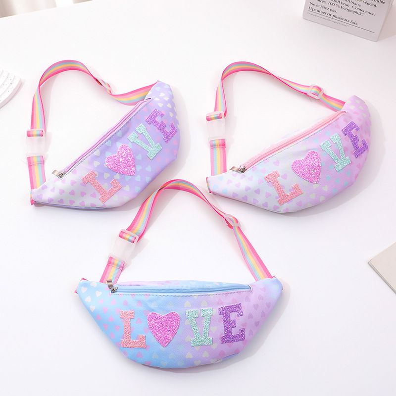 Small backpack cartoon waist bag new style glitter oblique ribbon rainbow messenger bag star bag heart messenger bag shoulder bag children's bag gift