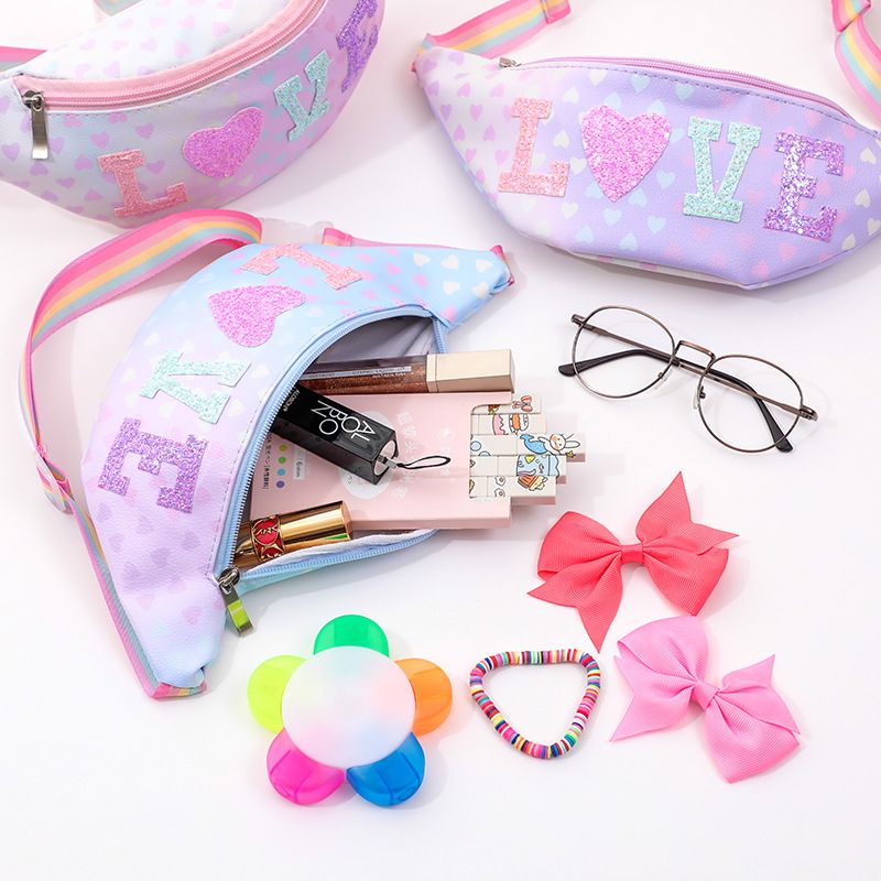 Small backpack cartoon waist bag new style glitter oblique ribbon rainbow messenger bag star bag heart messenger bag shoulder bag children's bag gift