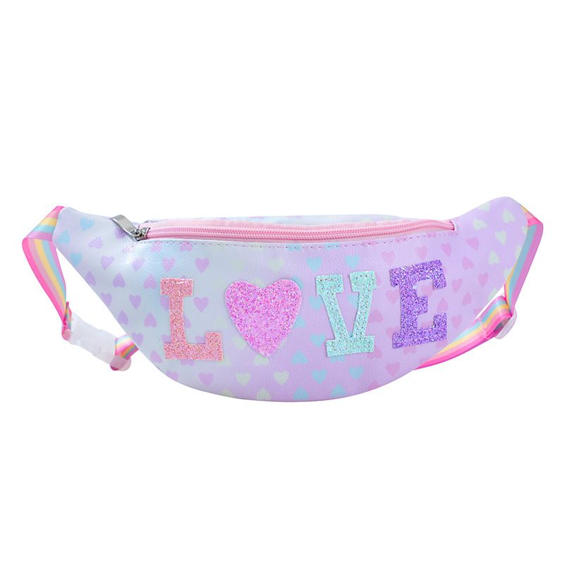Small backpack cartoon waist bag new style glitter oblique ribbon rainbow messenger bag star bag heart messenger bag shoulder bag children's bag gift