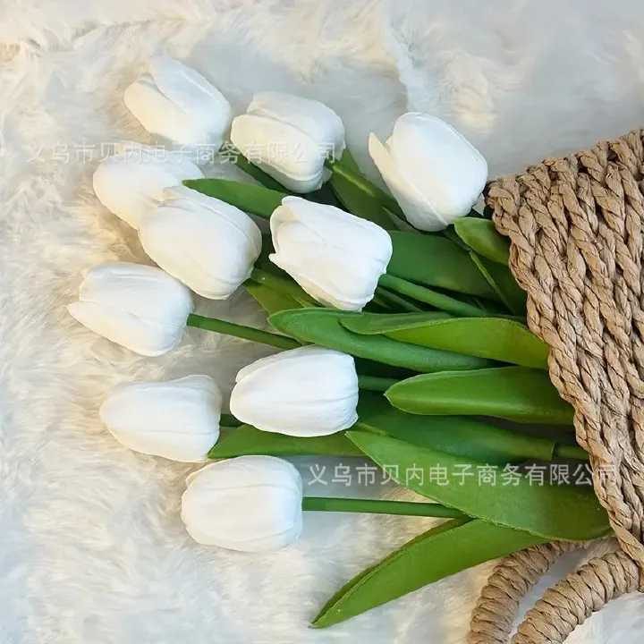 10 pieces of PU mini simulated tulip flowers, cross-border fake flowers, suitable for brides' bouquets, home decoration, and simulated plants