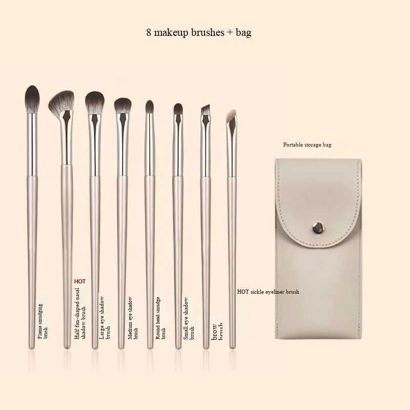 New 8-piece gold-plated makeup brush set, including eye shadow brush and eye brush, complete soft-bristled makeup brushes