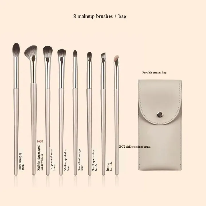 New 8-piece gold-plated makeup brush set, including eye shadow brush and eye brush, complete soft-bristled makeup brushes