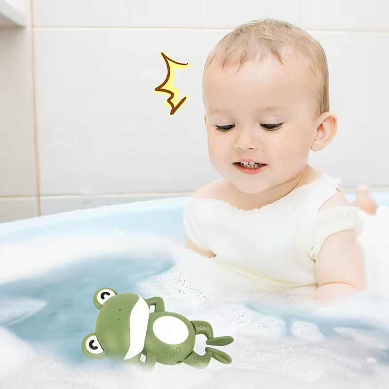 Classic Wind-Up Frog Bath Toy for Kids | Non-Txic Plastic, Pull-Back Swimming & Splash Fun | Ideal Bathtub, Pool & Shower Companion | Perfect Gift