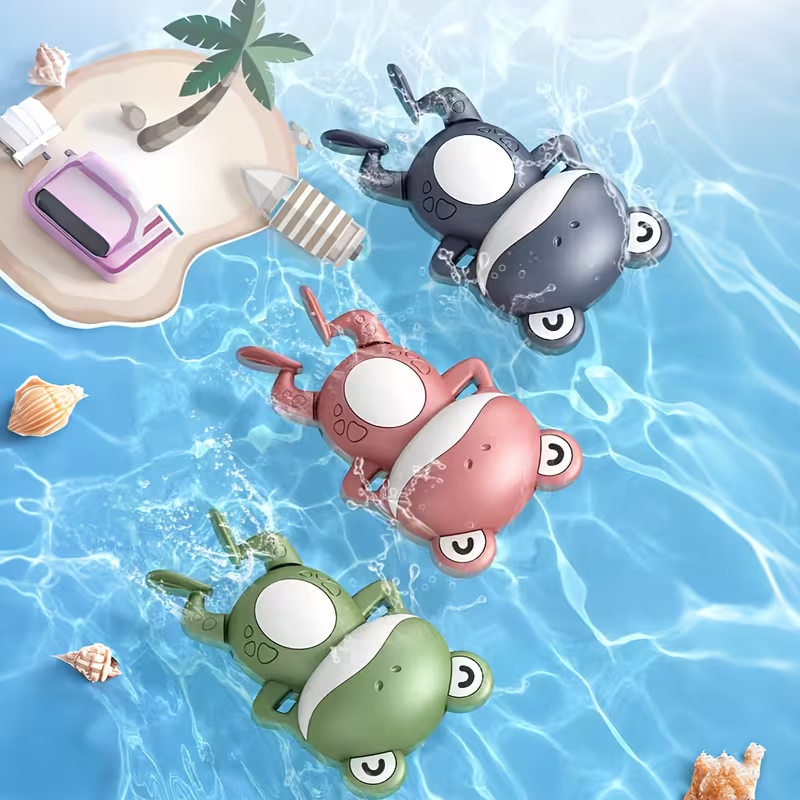 Classic Wind-Up Frog Bath Toy for Kids | Non-Txic Plastic, Pull-Back Swimming & Splash Fun | Ideal Bathtub, Pool & Shower Companion | Perfect Gift