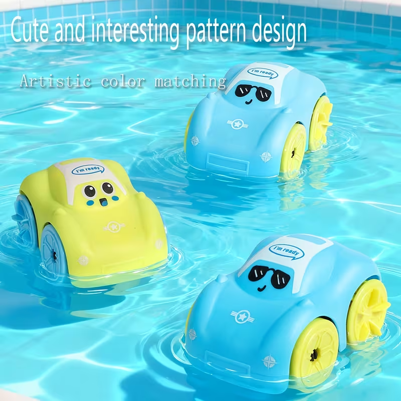Wind-Up Amphibious Toy Car for Kids | Drives on Land & Swims in Water with Pull Chain | Fun Interactive Bath & Floor Toy for Toddlers |Great Gift