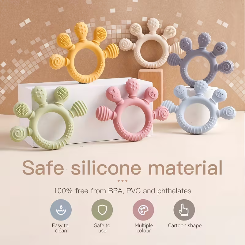 Food-Grade Silicone Baby Teething Toys | BPA Free Teething Rings for Newborns & Infants | Soothing Gum Relief, Easy to Hold | Perfect Baby Shower Gift