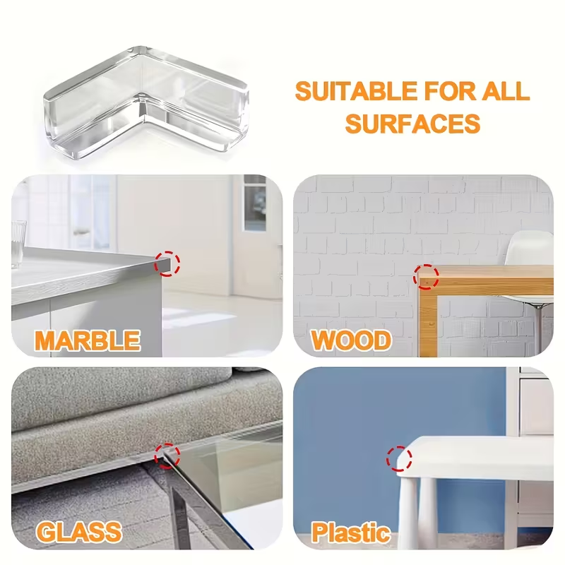 10Pcs Baby Proofing Corner Guards| Clear Silicone Corner Guards | Invisible Baby Safety Bumpers for Tables, Cabinets,Sharp Edges  | Easy Peel & Stick Installation