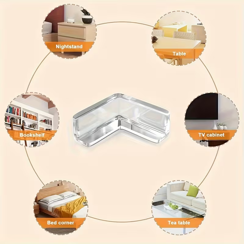 10Pcs Baby Proofing Corner Guards| Clear Silicone Corner Guards | Invisible Baby Safety Bumpers for Tables, Cabinets,Sharp Edges  | Easy Peel & Stick Installation