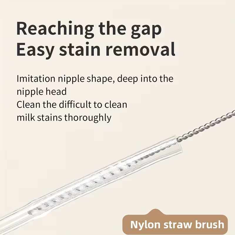 All-in-One Silicone Cleaning Brush Set for Baby Bottles | Includes Handle to Clean Nipple, Straw, Tube & Cup | Durable & Dishwasher Safe