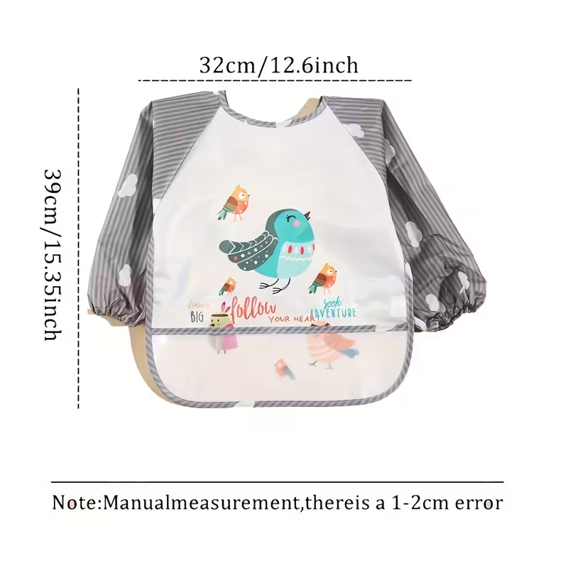 Kids Long Sleeve Art & Feeding Smock | Reversible, Water-Resistant & Easy Wipe-Clean | Lightweight &Fast-Drying & Durable for Boys & Girls