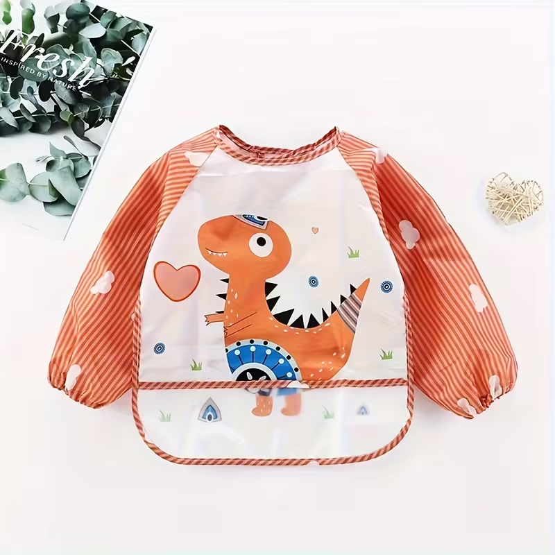 Kids Long Sleeve Art & Feeding Smock | Reversible, Water-Resistant & Easy Wipe-Clean | Lightweight &Fast-Drying & Durable for Boys & Girls